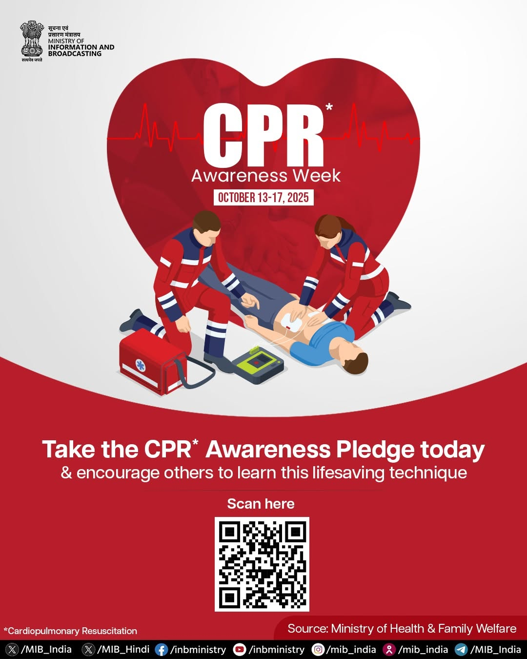 Government of India CPR Awareness Week pledge poster